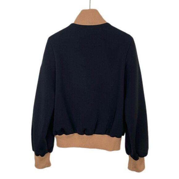 Louis Vuitton Logo Sleeve Black & Tan Bomber Jacket Size 34 XXS Made In France - Picture 7 of 7